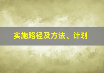 实施路径及方法、计划