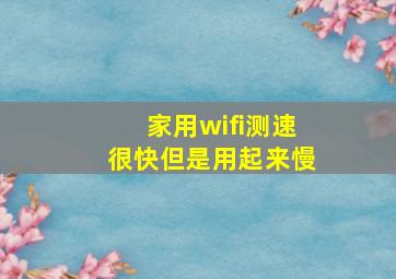 家用wifi测速很快但是用起来慢