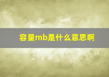 容量mb是什么意思啊