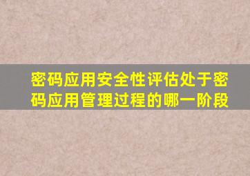 密码应用安全性评估处于密码应用管理过程的哪一阶段