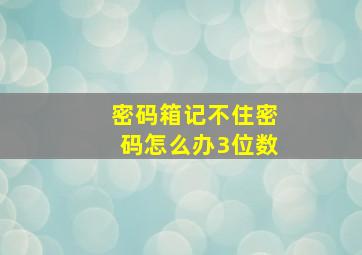 密码箱记不住密码怎么办3位数