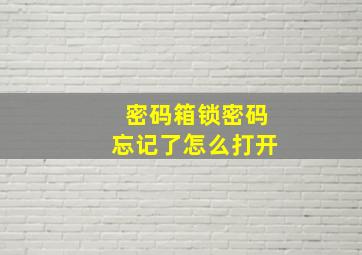 密码箱锁密码忘记了怎么打开