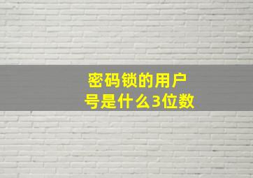 密码锁的用户号是什么3位数