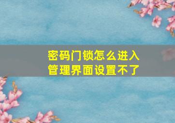 密码门锁怎么进入管理界面设置不了