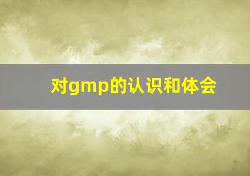 对gmp的认识和体会