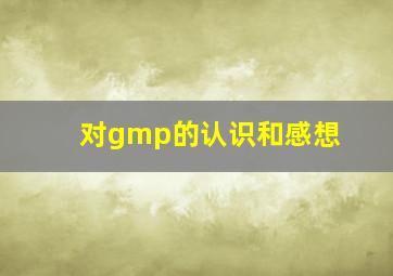 对gmp的认识和感想