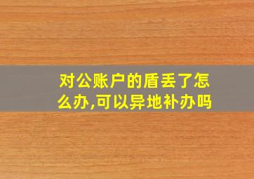 对公账户的盾丢了怎么办,可以异地补办吗