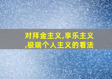 对拜金主义,享乐主义,极端个人主义的看法