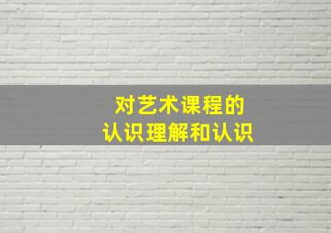 对艺术课程的认识理解和认识