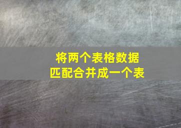 将两个表格数据匹配合并成一个表