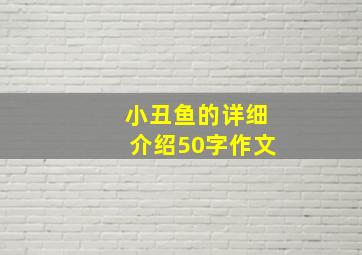 小丑鱼的详细介绍50字作文