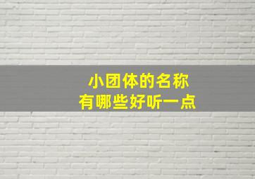 小团体的名称有哪些好听一点