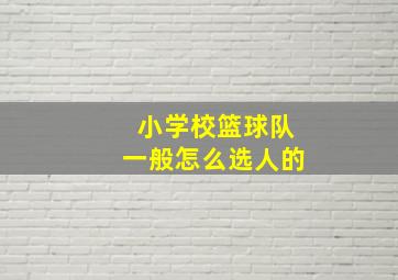 小学校篮球队一般怎么选人的