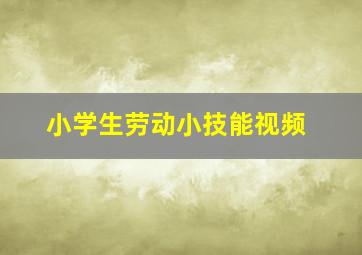 小学生劳动小技能视频