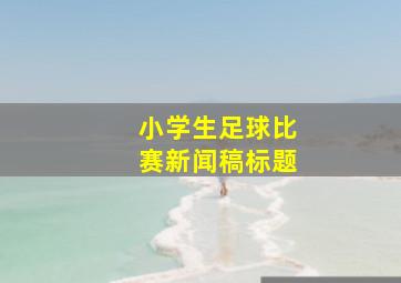 小学生足球比赛新闻稿标题