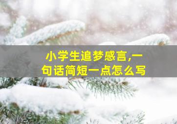 小学生追梦感言,一句话简短一点怎么写