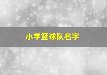 小学篮球队名字