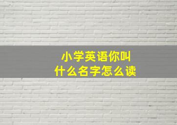 小学英语你叫什么名字怎么读