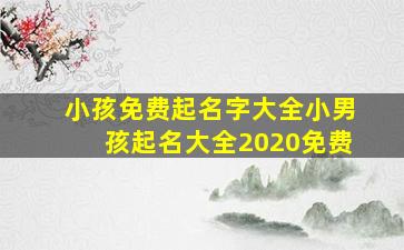 小孩免费起名字大全小男孩起名大全2020免费