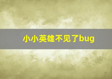 小小英雄不见了bug