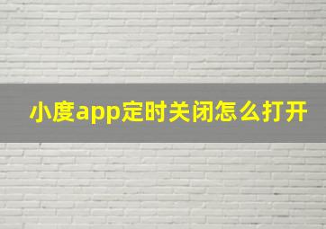 小度app定时关闭怎么打开