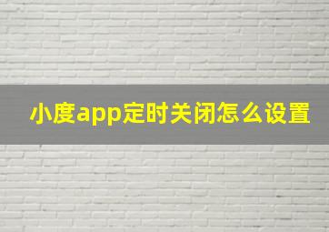 小度app定时关闭怎么设置