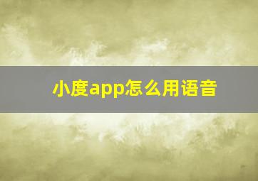 小度app怎么用语音