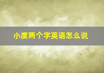 小度两个字英语怎么说