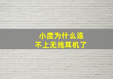 小度为什么连不上无线耳机了