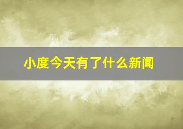 小度今天有了什么新闻