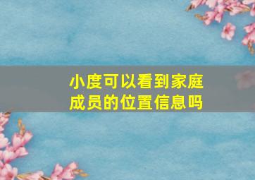 小度可以看到家庭成员的位置信息吗