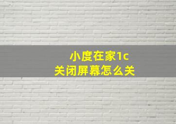 小度在家1c关闭屏幕怎么关