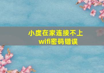 小度在家连接不上wifi密码错误