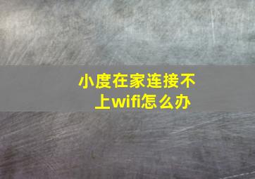 小度在家连接不上wifi怎么办