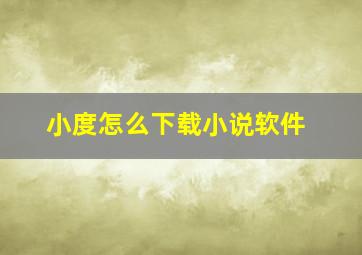 小度怎么下载小说软件