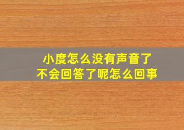 小度怎么没有声音了不会回答了呢怎么回事