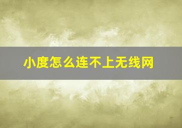 小度怎么连不上无线网