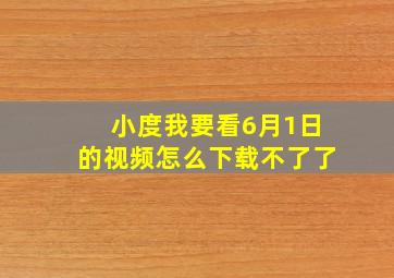 小度我要看6月1日的视频怎么下载不了了