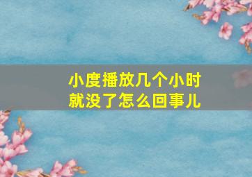 小度播放几个小时就没了怎么回事儿