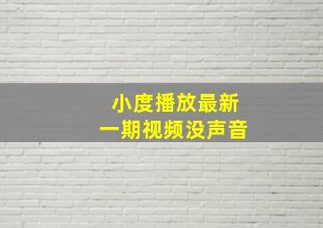 小度播放最新一期视频没声音