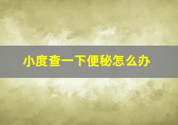 小度查一下便秘怎么办