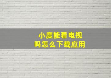 小度能看电视吗怎么下载应用