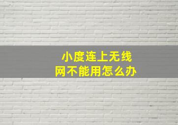 小度连上无线网不能用怎么办