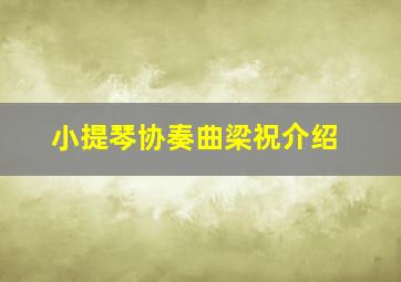 小提琴协奏曲梁祝介绍