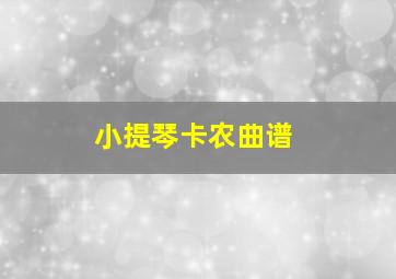 小提琴卡农曲谱