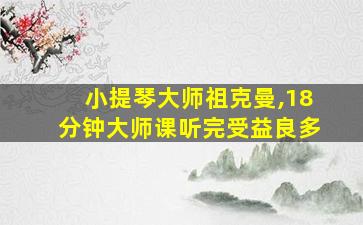 小提琴大师祖克曼,18分钟大师课听完受益良多