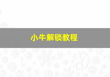 小牛解锁教程