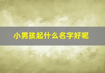 小男孩起什么名字好呢