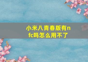 小米八青春版有nfc吗怎么用不了