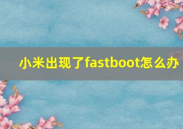 小米出现了fastboot怎么办